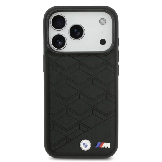Bmw Iphone 17 Pro Case - Leather Seat Design With Magsafe And Metal Logo - Black